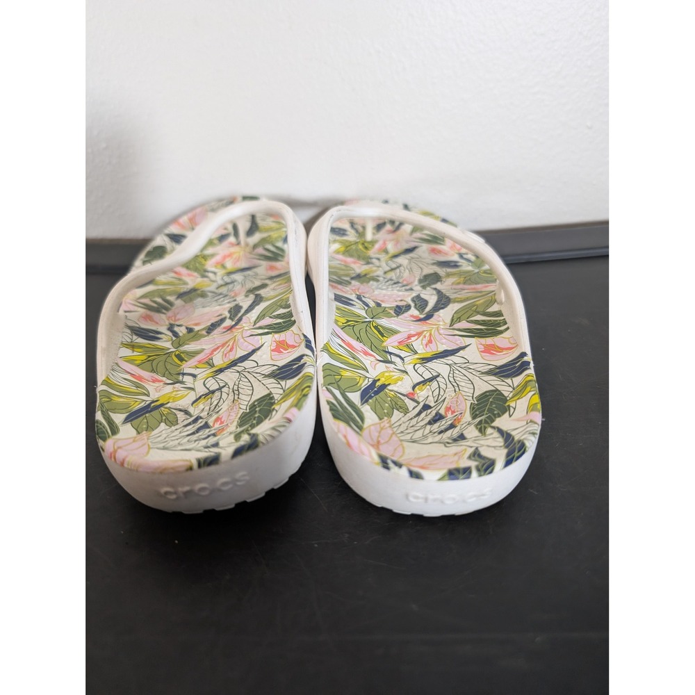 Crocs Kadee II Flip Flops Womens 10 White Tropical Floral Print Sandals 205078 - Picture 5 of 10